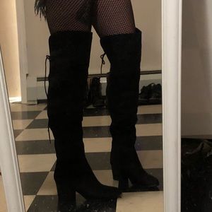 lace back thigh high boots